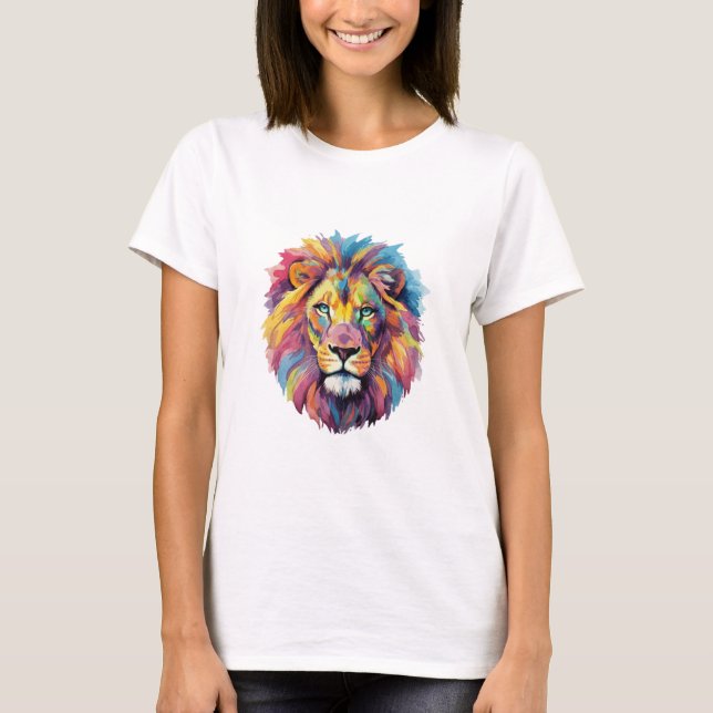 Rainbow Wolf Watercolor Portrait T-Shirt (Front)