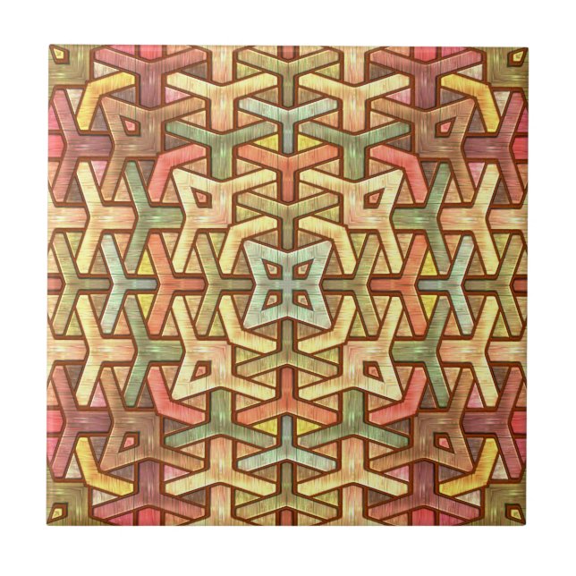 Rainbow Wood Inlay Ceramic Tile (Front)