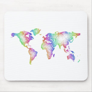 Rainbow World map Mouse Pad