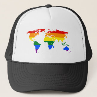 Rainbow World Map Trucker Hat