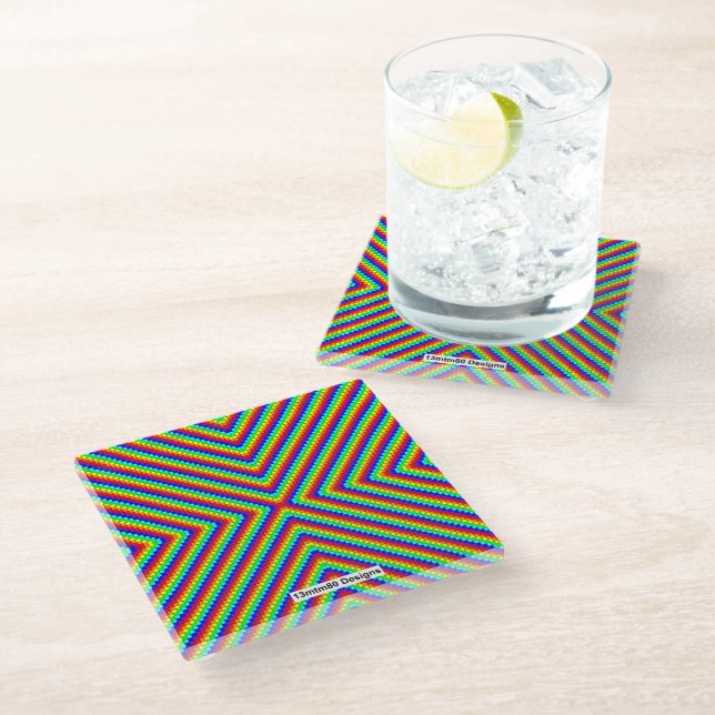 Rainbow X - Glass Coaster (Angled)