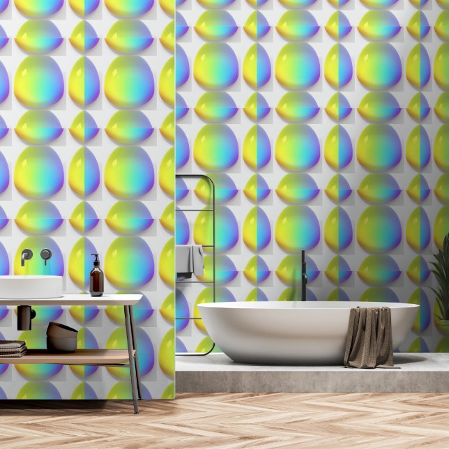 Rainbow Yellow Blue Glass Droplets  Wallpaper (Bathroom)