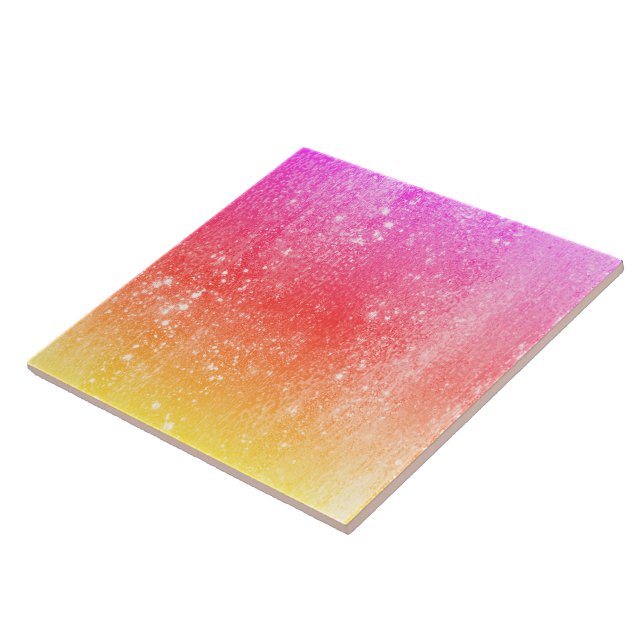 Rainbow yellow-pink gradient ceramic tile (Side)