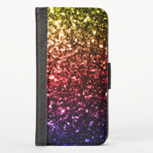 Rainbow yellow red purple faux glitter sparkles case