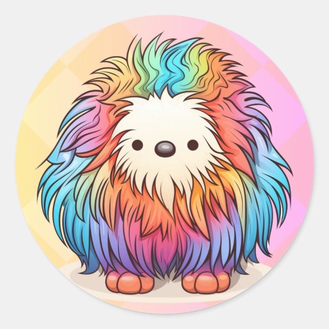 Rainbow Yeti Round Sticker (Front)