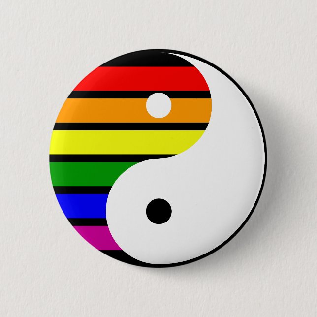 Rainbow Yin Yang 6 Cm Round Badge (Front)
