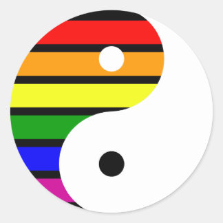 Rainbow Yin Yang Classic Round Sticker