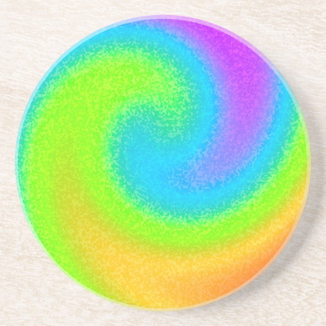 Rainbow Yin Yang Sandstone Coaster (Front)