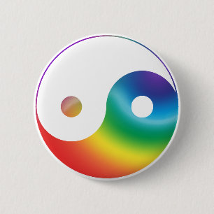 Rainbow Yin Yang Symbol 6 Cm Round Badge