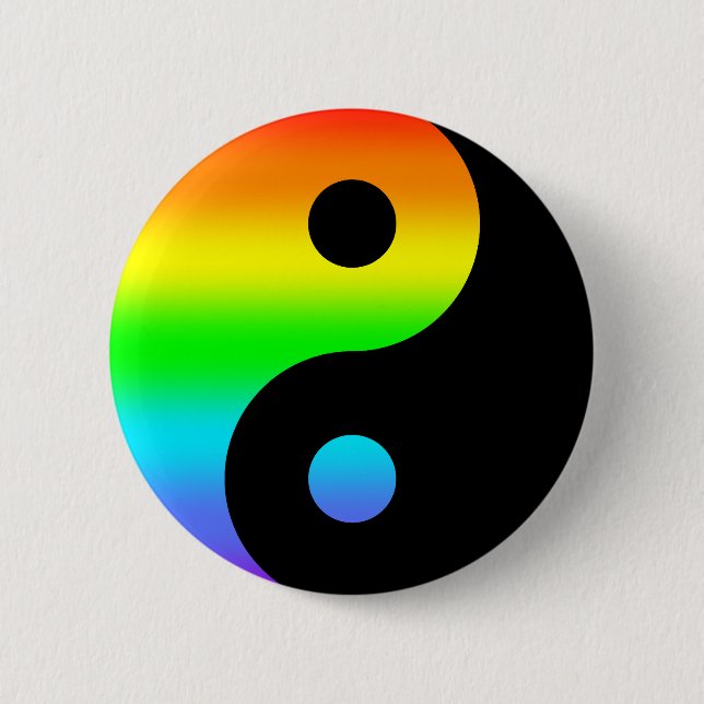 Rainbow Yin Yang Symbol 6 Cm Round Badge (Front)