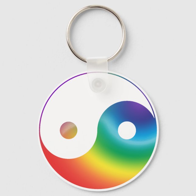 Rainbow Yin Yang Symbol Key Ring (Front)