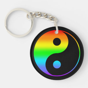 Rainbow Yin Yang Symbol Key Ring