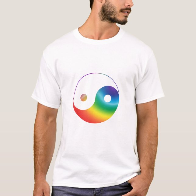Rainbow Yin Yang Symbol T-Shirt (Front)