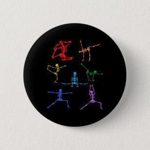 Rainbow Yoga Skeleton Exercise Bone Halloween Part 6 Cm Round Badge