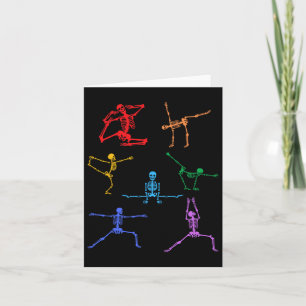 Rainbow Yoga Skeleton Exercise Bone Halloween Part Card