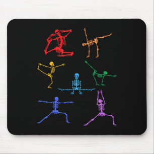 Rainbow Yoga Skeleton Exercise Bone Halloween Part Mouse Pad