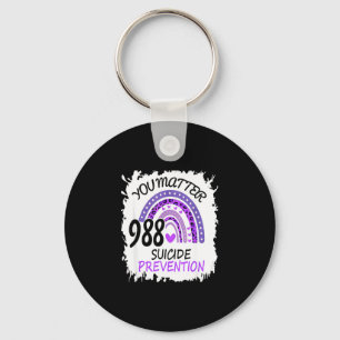 Rainbow you 988 prevention colourful band key ring
