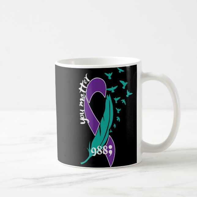 Rainbow You 988 Suicide Prevention Awarenes  Coffee Mug (Right)