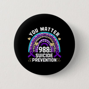 Rainbow You 988 Suicide Prevention Awareness Ribbo 6 Cm Round Badge