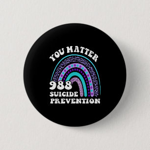 Rainbow You 988 Suicide Prevention Awareness Ribbo 6 Cm Round Badge