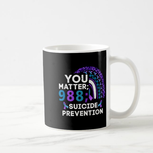 Rainbow You 988 Suicide Prevention Awareness Ribbo Coffee Mug (Right)