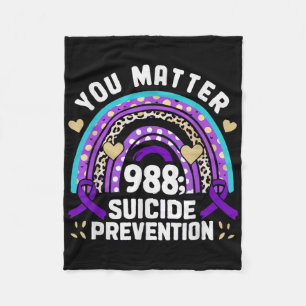 Rainbow You 988 Suicide Prevention Awareness Ribbo Fleece Blanket