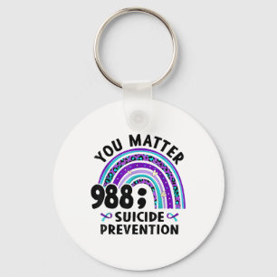 Rainbow You 988 Suicide Prevention Awareness Ribbo Key Ring