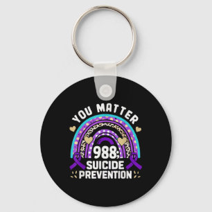 Rainbow You 988 Suicide Prevention Awareness Ribbo Key Ring