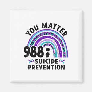 Rainbow You 988 Suicide Prevention Awareness Ribbo Magnet