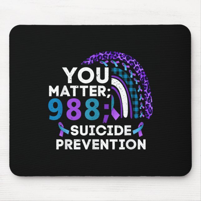 Rainbow You 988 Suicide Prevention Awareness Ribbo Mouse Pad (Front)
