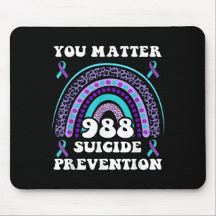 Rainbow You 988 Suicide Prevention Awareness Ribbo Mouse Pad