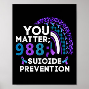 Rainbow You 988 Suicide Prevention Awareness Ribbo Poster