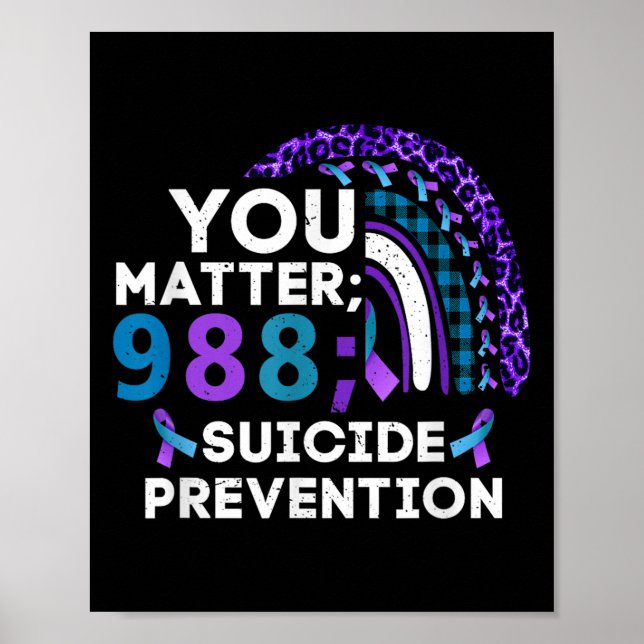 Rainbow You 988 Suicide Prevention Awareness Ribbo Poster (Front)