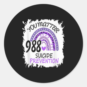 Rainbow You 988 Suicide Prevention Colourful Ribbo Classic Round Sticker