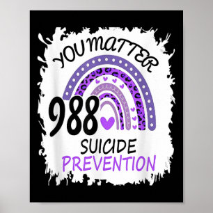 Rainbow You 988 Suicide Prevention Colourful Ribbo Poster