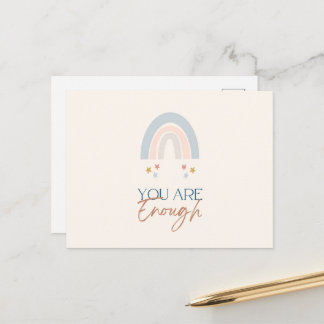 Rainbow You  Are Enough Watercolor Earthy Postcard