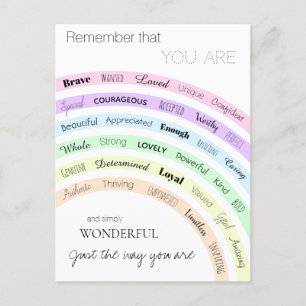 Rainbow you are wonderful positivity inspirational postcard