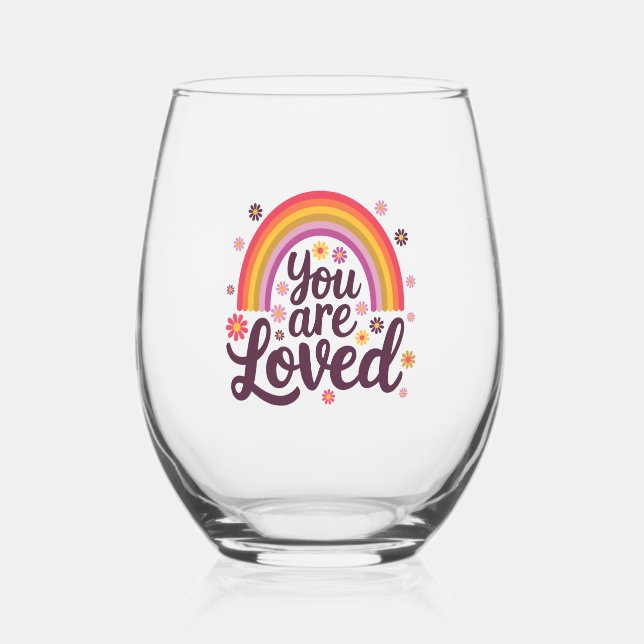 Rainbow You Loved  Stemless Wine Glass (Front)