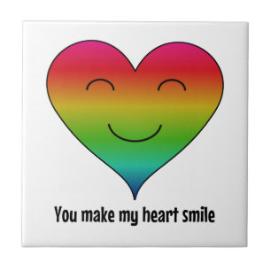Rainbow you make my heart smile ceramic tile