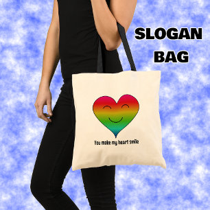 Rainbow you make my heart smile tote bag
