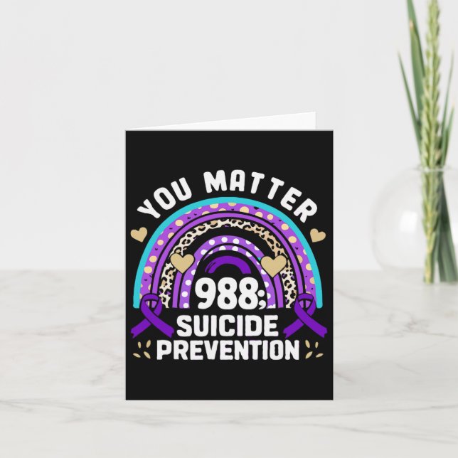 Rainbow You Problem 988 Suicide Prevention Awarene Card (Front)