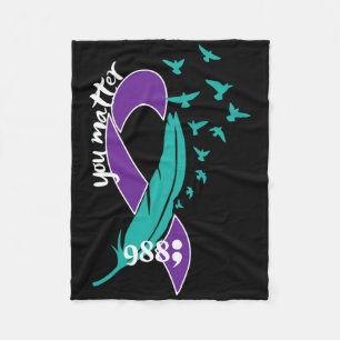 Rainbow You Problem 988 Suicide Prevention Awarene Fleece Blanket