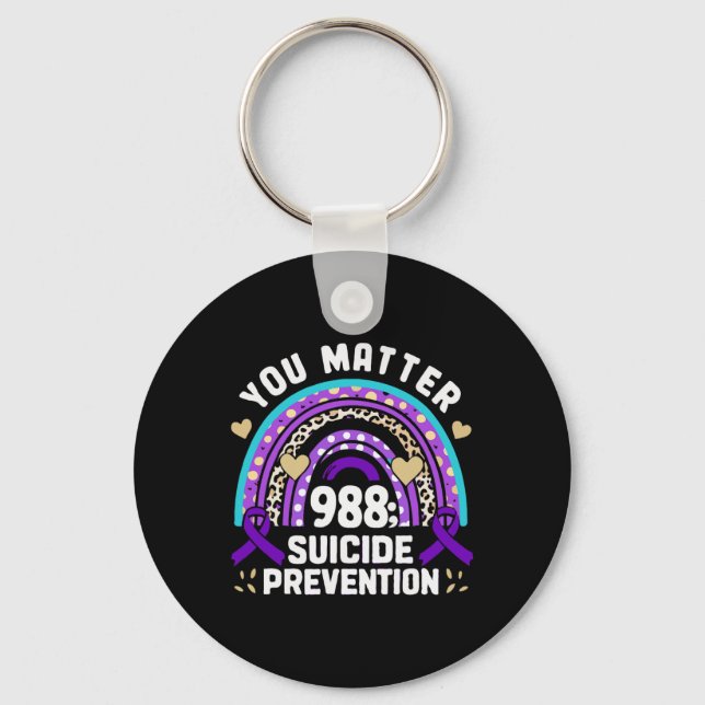 Rainbow You Problem 988 Suicide Prevention Awarene Key Ring (Front)