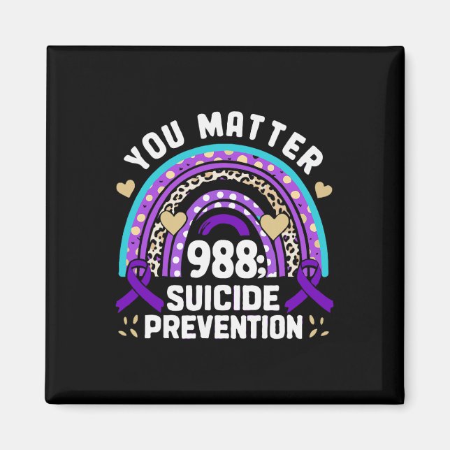 Rainbow You Problem 988 Suicide Prevention Awarene Magnet (Front)