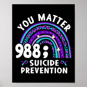 Rainbow You Problem 988 Suicide Prevention Awarene Poster