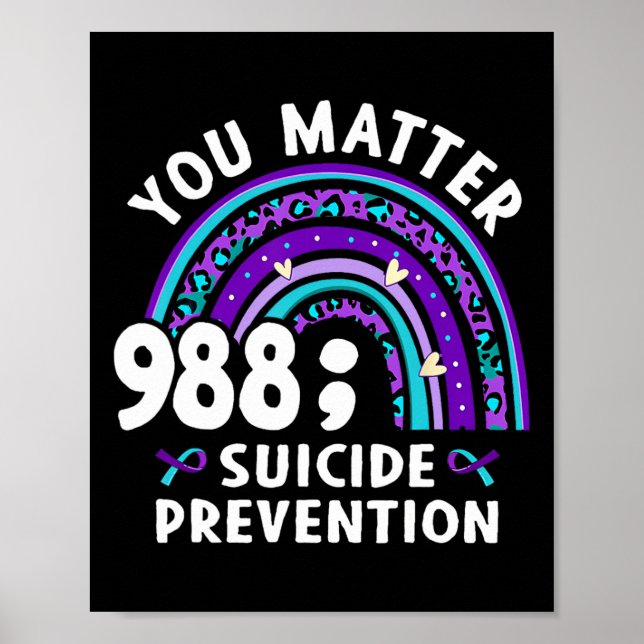 Rainbow You Problem 988 Suicide Prevention Awarene Poster (Front)