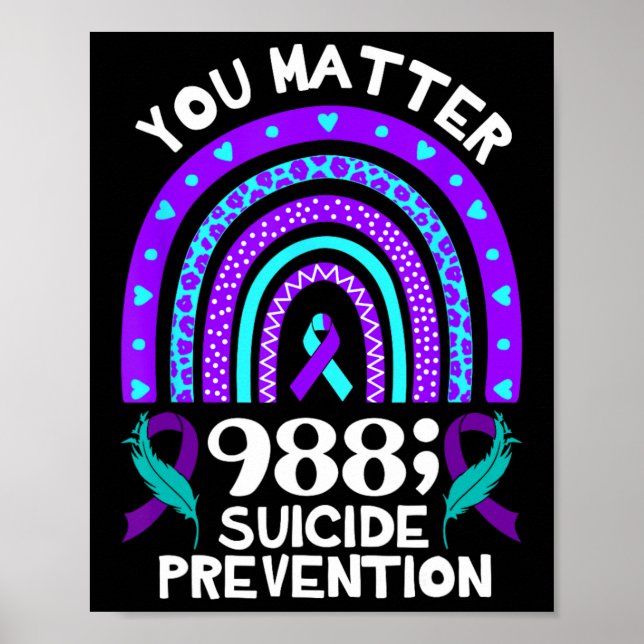 Rainbow You Problem 988 Suicide Prevention Awarene Poster (Front)