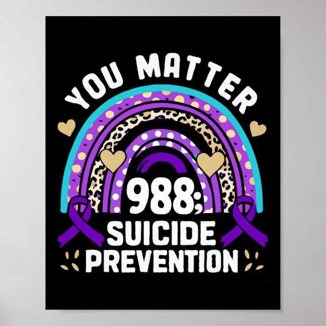 Rainbow You Problem 988 Suicide Prevention Awarene Poster (Front)