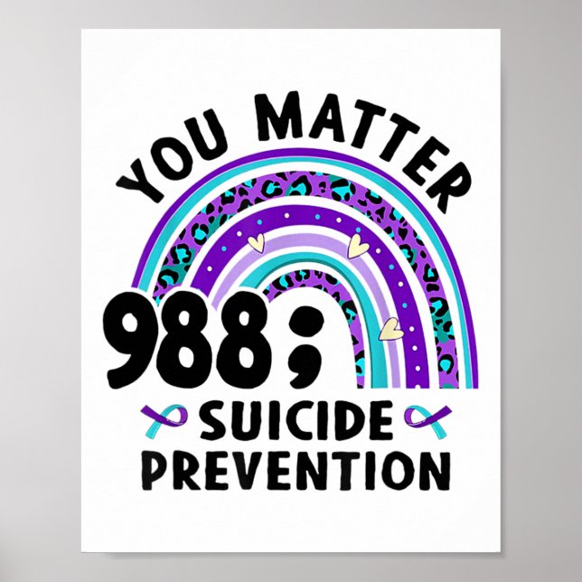Rainbow You Problem 988 Suicide Prevention Awarene Poster (Front)