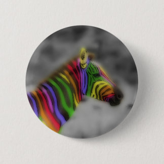 Rainbow Zebra 6 Cm Round Badge